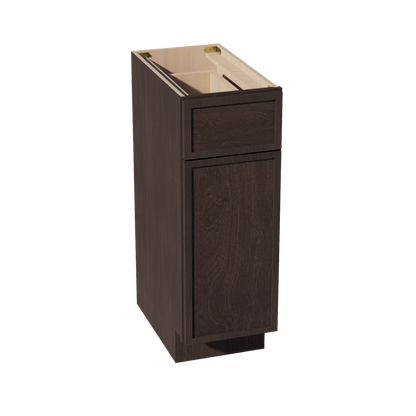 SM-VB1221: Mocha Brown Slim Shaker 12"W x 34-1/2"H x 21"D 1 Door & 1 Drawer Single Door Vanity Base Cabinets