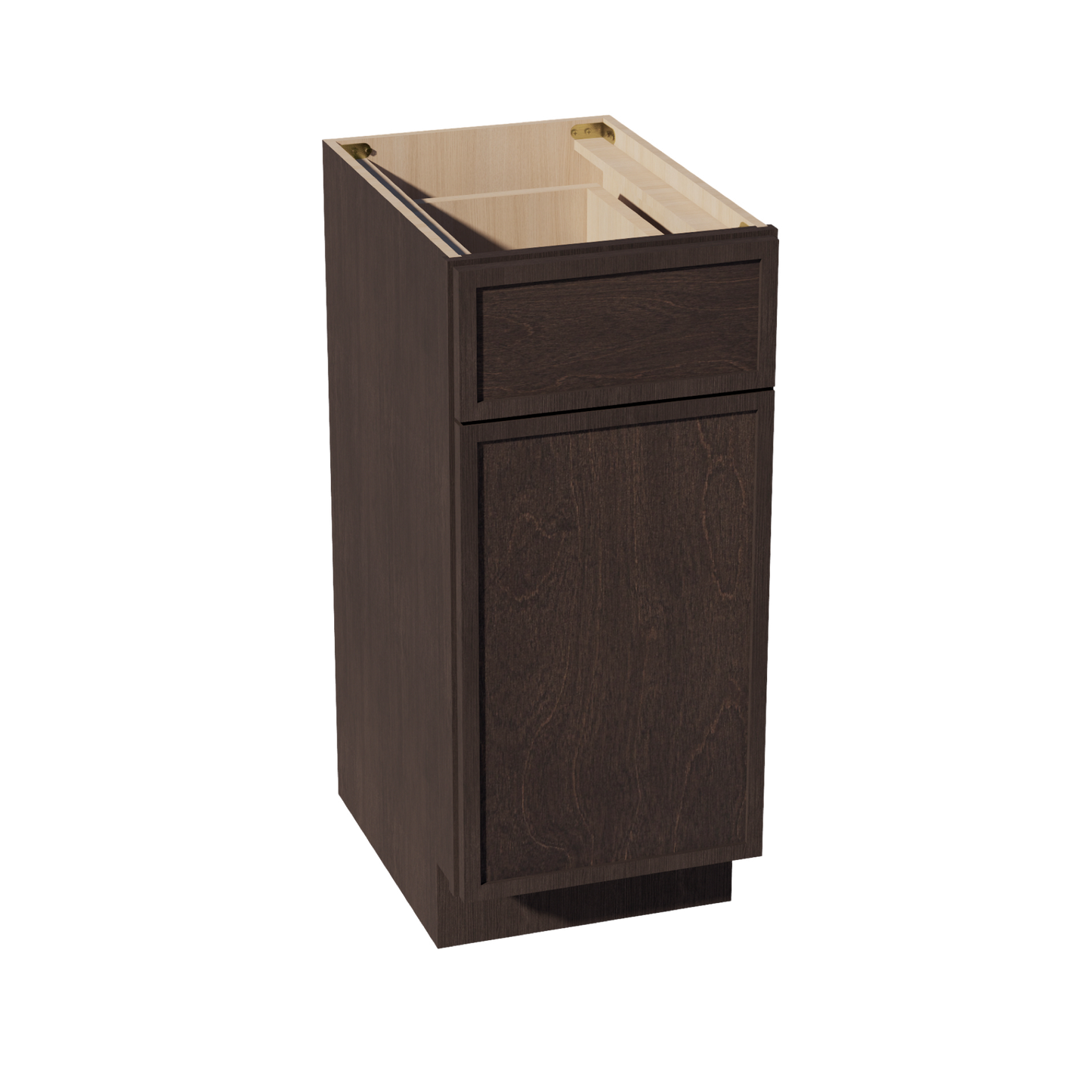 SM-VB1521: Mocha Brown Slim Shaker 15"W x 34-1/2"H x 21"D 1 Door & 1 Drawer Single Door Vanity Base Cabinets