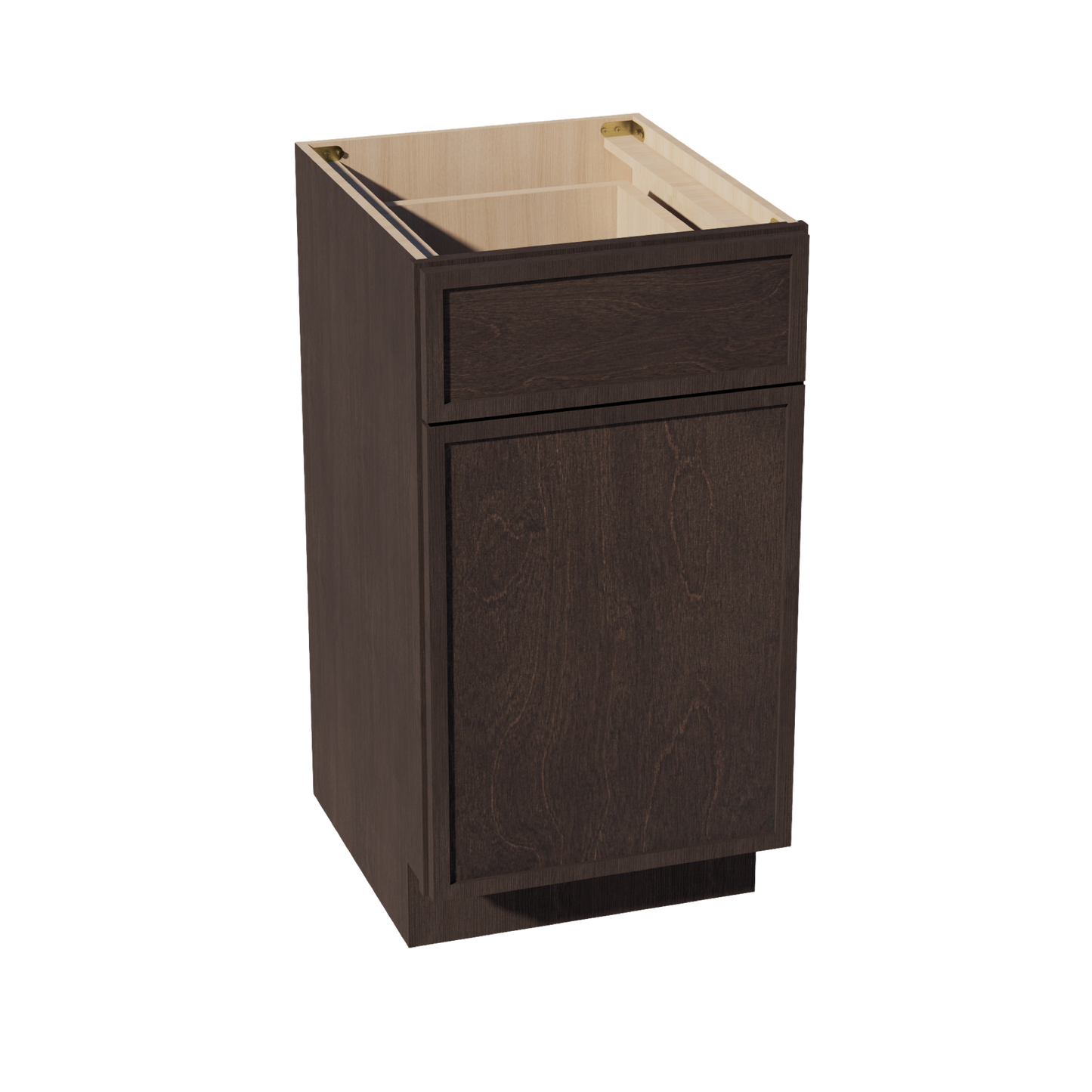 SM-VB1821: Mocha Brown Slim Shaker 18"W x 34-1/2"H x 21"D 1 Door & 1 Drawer Single Door Vanity Base Cabinets