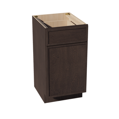 SM-VB1821: Mocha Brown Slim Shaker 18"W x 34-1/2"H x 21"D 1 Door & 1 Drawer Single Door Vanity Base Cabinets