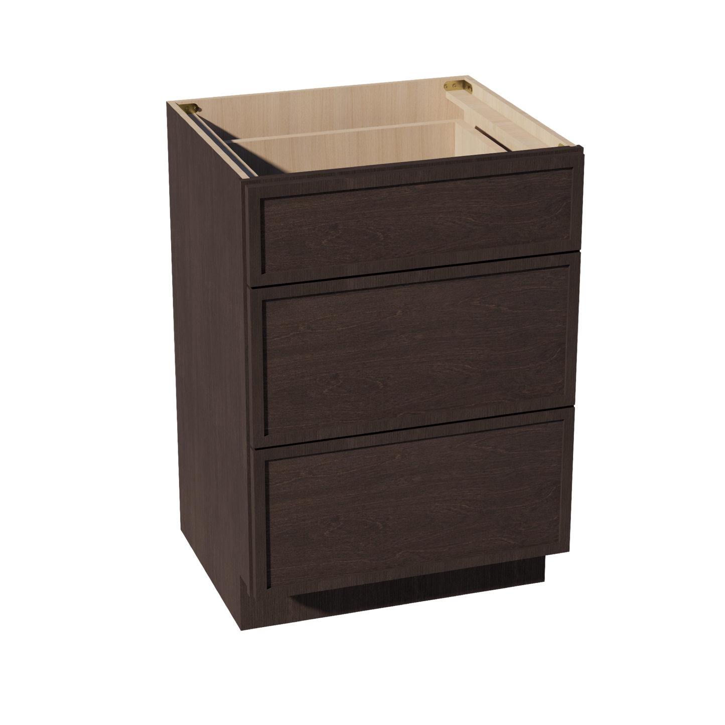 SM-VDB2421: Mocha Brown Slim Shaker 24"W x 34-1/2"H x 21"D  3 Drawers Vanity Base Cabinets