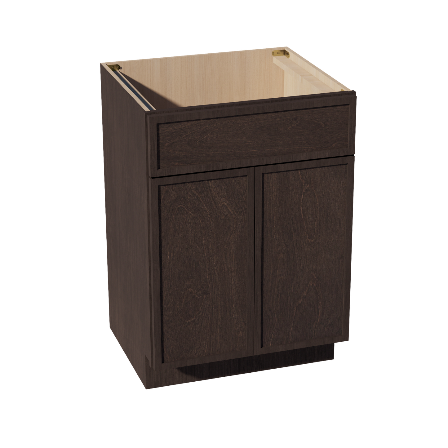 SM-VSB2421: Mocha Brown Slim Shaker 24"W x 34-1/2"H x 21"D 2 Doors & 1 False Drawer Vanity Sink Base Cabinets