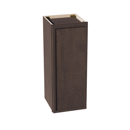 SM-W1230: Mocha Brown Slim Shaker 12"W x 30"H 1 Door & 2 Shelves Standard Wall Cabinet