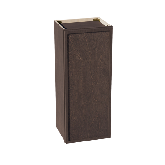 SM-W1536: Mocha Brown Slim Shaker 15"W x 36"H 1 Door & 2 Shelves Standard Wall Cabinet