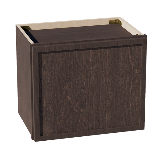 SM-W1815: Mocha Brown Slim Shaker 18"W x 15"H 1 Door Standard Wall Bridge Cabinet