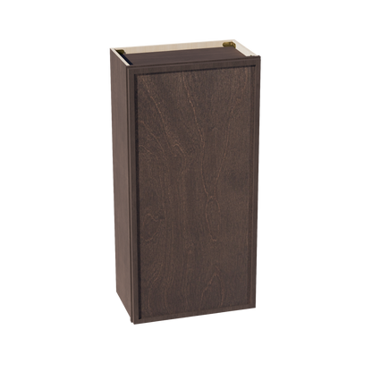 SM-W2142: Mocha Brown Slim Shaker 21"W x 42"H 1 Door & 3 Shelves Standard Wall Cabinet