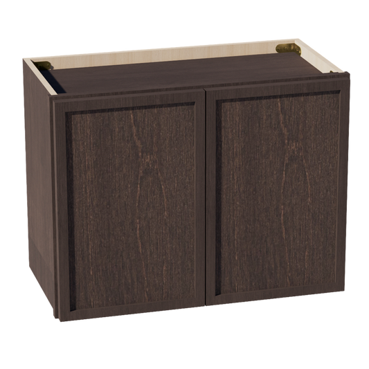 SM-W2418: Mocha Brown Slim Shaker 24"W x 18"H 2 Doors Standard Wall Bridge Cabinet