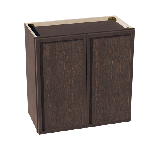 SM-W2424: Mocha Brown Slim Shaker 24"W x 24"H 2 Doors Standard Wall Bridge Cabinet