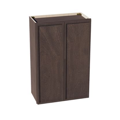 SM-W2436: Mocha Brown Slim Shaker 24"W x 36"H 2 Doors & 2 Shelves Standard Wall Cabinet