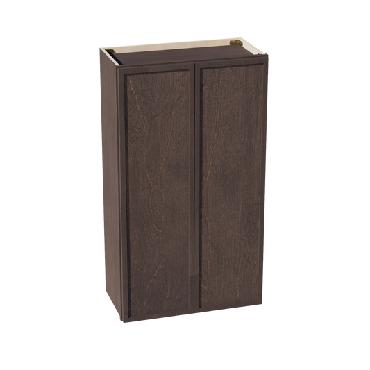 SM-W2442: Mocha Brown Slim Shaker 24"W x 42"H 2 Doors & 3 Shelves Standard Wall Cabinet