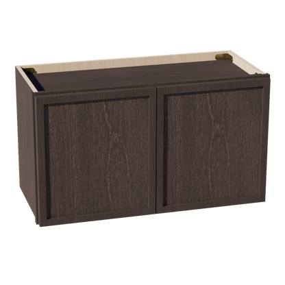 SM-W2715: Mocha Brown Slim Shaker 27"W x 15"H 2 Doors Standard Wall Bridge Cabinet