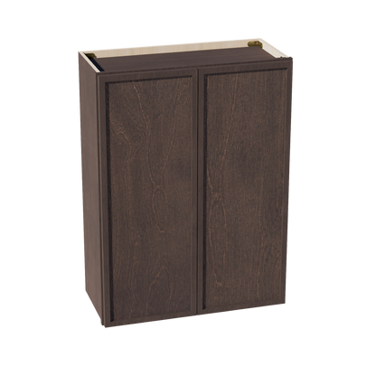 SM-W2736: Mocha Brown Slim Shaker 27"W x 36"H 2 Doors & 2 Shelves Standard Wall Cabinet