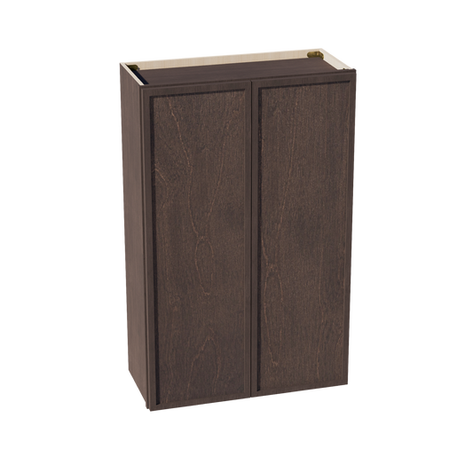 SM-W2742: Mocha Brown Slim Shaker 27"W x 42"H 2 Doors & 3 Shelves Standard Wall Cabinet