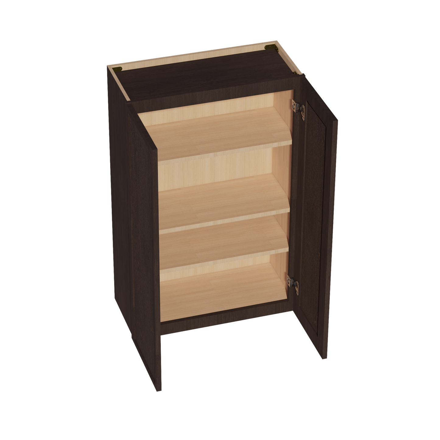 SM-W2742: Mocha Brown Slim Shaker 27"W x 42"H 2 Doors & 3 Shelves Standard Wall Cabinet