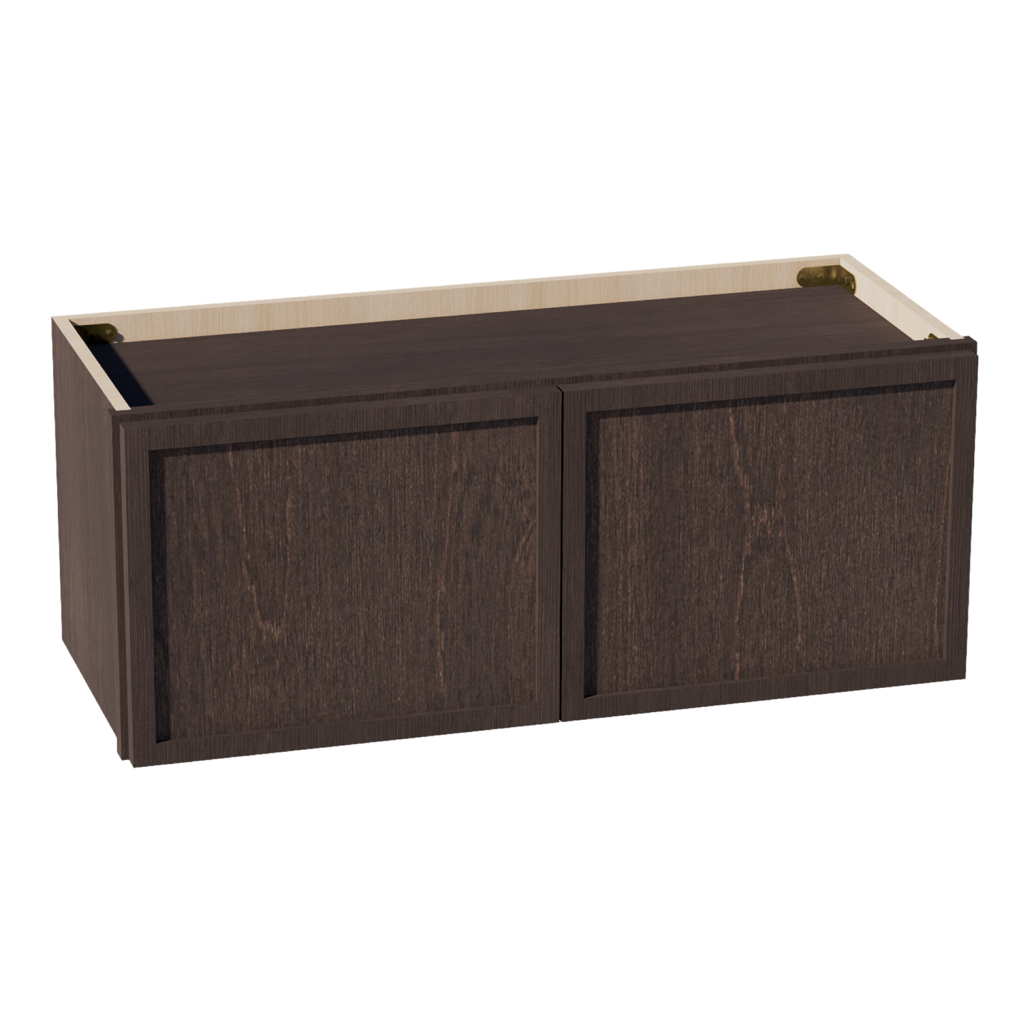 SM-W3012: Mocha Brown Slim Shaker 30"W x 12"H 2 Doors Standard Wall Bridge Cabinet