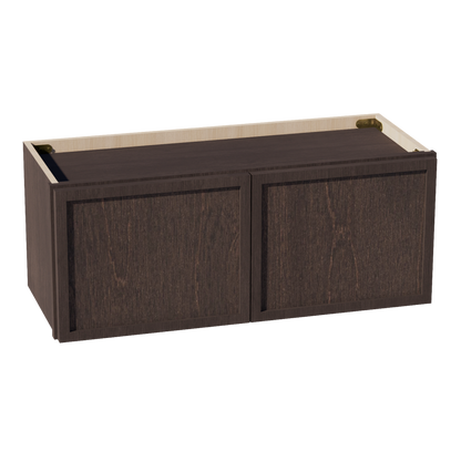 SM-W3012: Mocha Brown Slim Shaker 30"W x 12"H 2 Doors Standard Wall Bridge Cabinet