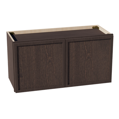 SM-W3015: Mocha Brown Slim Shaker 30"W x 15"H 2 Doors Standard Wall Bridge Cabinet