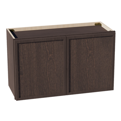 SM-W3018: Mocha Brown Slim Shaker 30"W x 18"H 2 Doors Standard Wall Bridge Cabinet