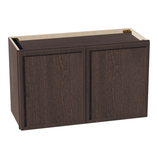 SM-W3018: Mocha Brown Slim Shaker 30"W x 18"H 2 Doors Standard Wall Bridge Cabinet