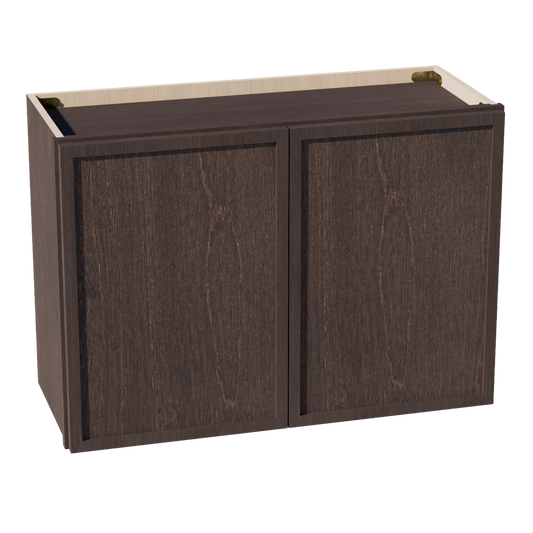 SM-W3021: Mocha Brown Slim Shaker 30"W x 21"H 2 Doors Standard Wall Bridge Cabinet