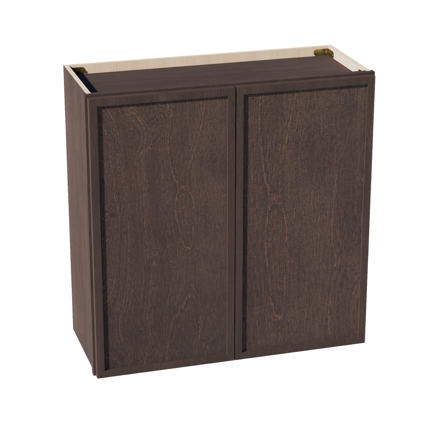 SM-W3030: Mocha Brown Slim Shaker 30"W x 30"H 2 Doors & 2 Shelves Standard Wall Cabinet