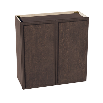 SM-W3030: Mocha Brown Slim Shaker 30"W x 30"H 2 Doors & 2 Shelves Standard Wall Cabinet