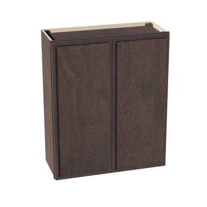 SM-W3036: Mocha Brown Slim Shaker 30"W x 36"H 2 Doors & 2 Shelves Standard Wall Cabinet