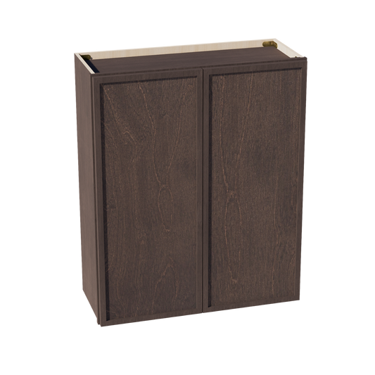 SM-W3036: Mocha Brown Slim Shaker 30"W x 36"H 2 Doors & 2 Shelves Standard Wall Cabinet