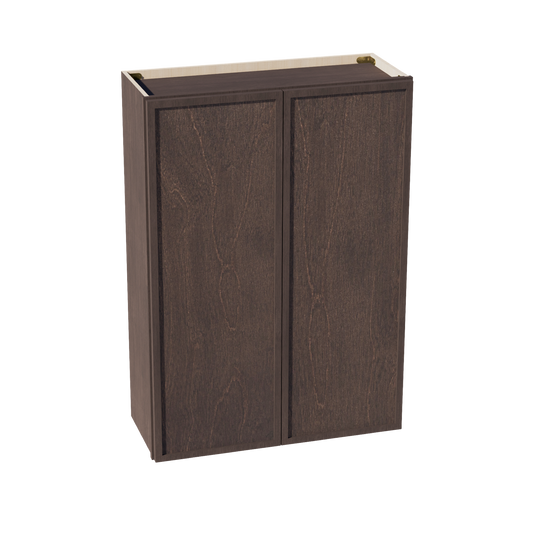 SM-W3042: Mocha Brown Slim Shaker 30"W x 42"H 2 Doors & 3 Shelves Standard Wall Cabinet