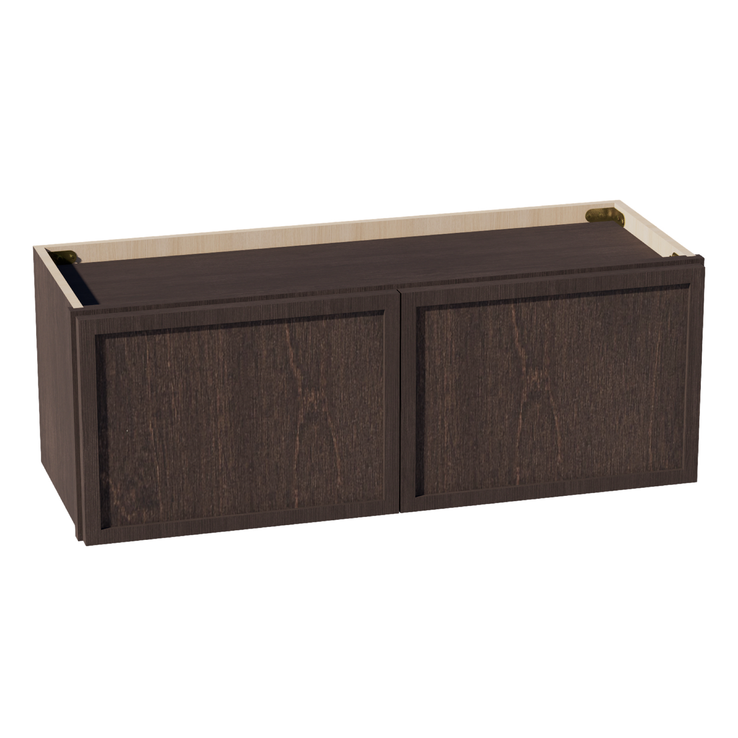 SM-W3312: Mocha Brown Slim Shaker 33"W x 12"H 2 Doors Standard Wall Bridge Cabinet