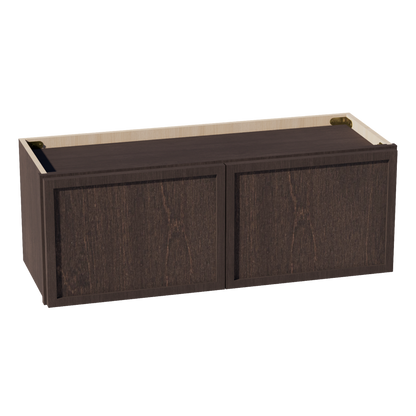 SM-W3312: Mocha Brown Slim Shaker 33"W x 12"H 2 Doors Standard Wall Bridge Cabinet