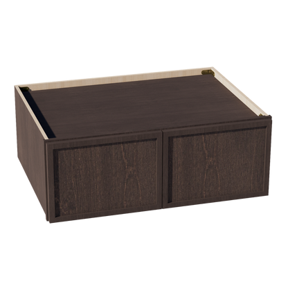 SM-W331224: Mocha Brown Slim Shaker 33"W x 12"H x 24"D 2 Doors Standard Bridge Wall Cabinet