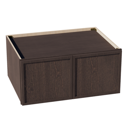 SM-W331524: Mocha Brown Slim Shaker 33"W x 15"H x 24"D 2 Doors Standard Bridge Wall Cabinet