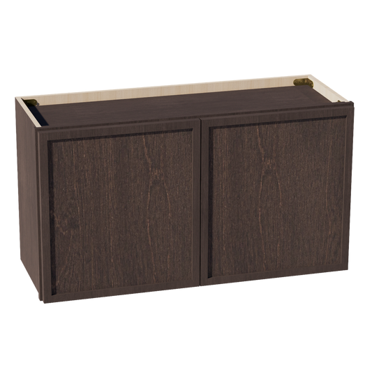 SM-W3318: Mocha Brown Slim Shaker 33"W x 18"H 2 Doors Standard Wall Bridge Cabinet