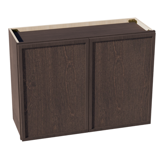 SM-W3324: Mocha Brown Slim Shaker 33"W x 24"H 2 Doors Standard Wall Bridge Cabinet