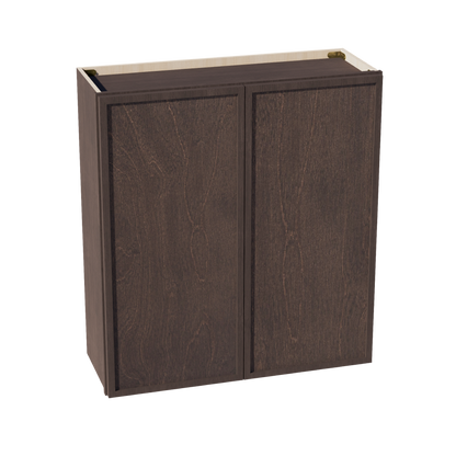 SM-W3336: Mocha Brown Slim Shaker 33"W x 36"H 2 Doors & 2 Shelves Standard Wall Cabinet