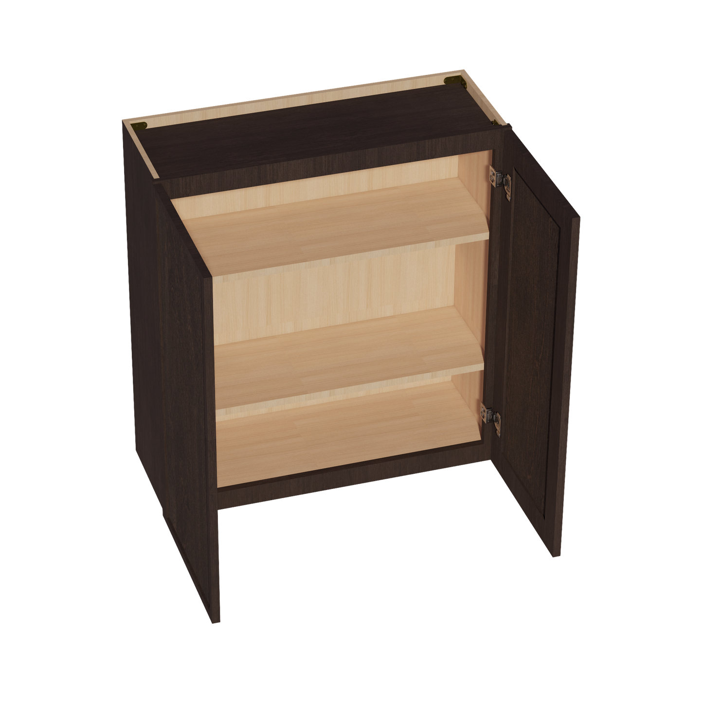 SM-W3336: Mocha Brown Slim Shaker 33"W x 36"H 2 Doors & 2 Shelves Standard Wall Cabinet