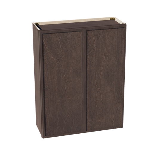 SM-W3342: Mocha Brown Slim Shaker 33"W x 42"H 2 Doors & 3 Shelves Standard Wall Cabinet