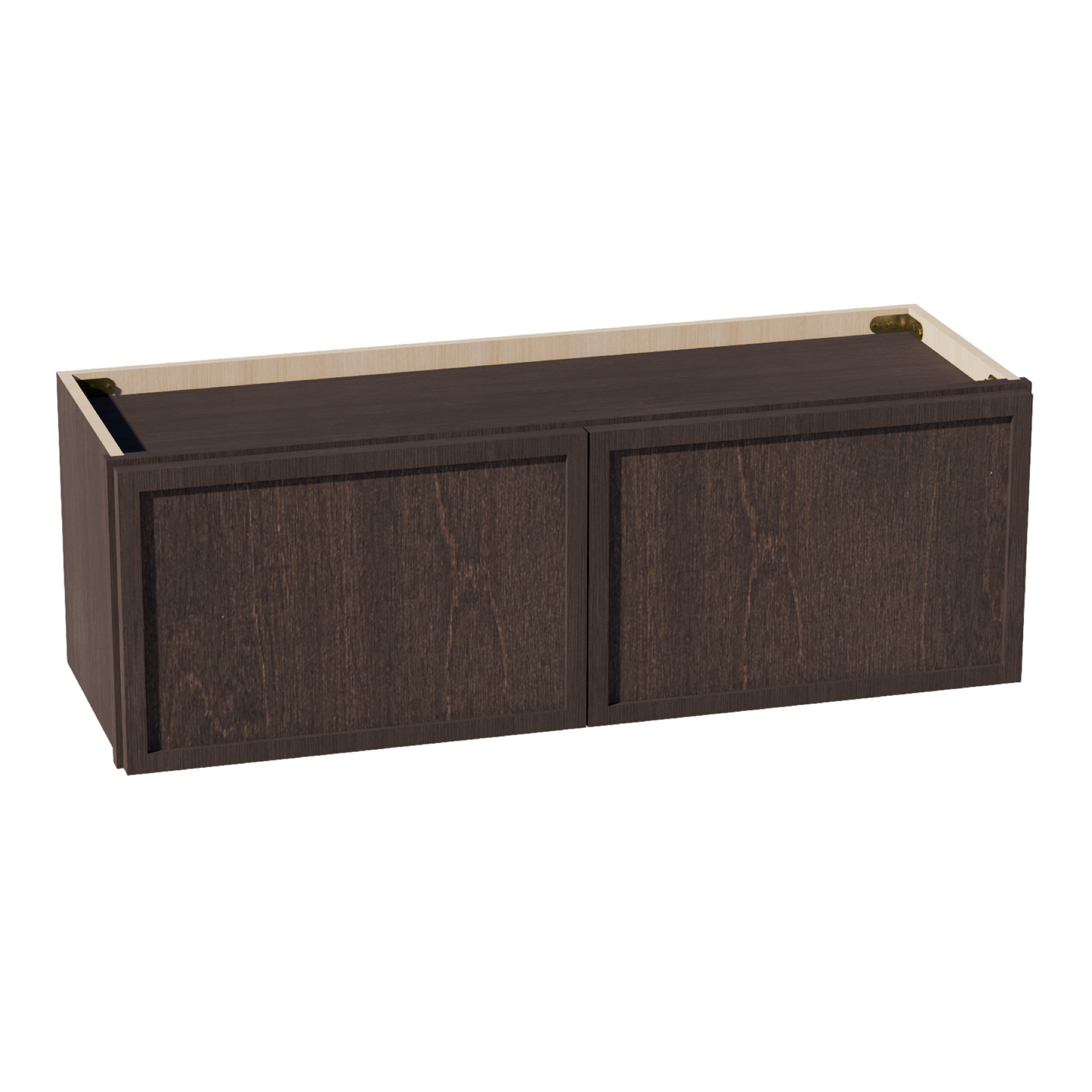 SM-W3612: Mocha Brown Slim Shaker 36"W x 12"H 2 Doors Standard Wall Bridge Cabinet