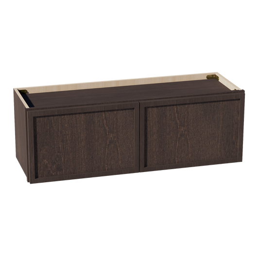 SM-W3612: Mocha Brown Slim Shaker 36"W x 12"H 2 Doors Standard Wall Bridge Cabinet