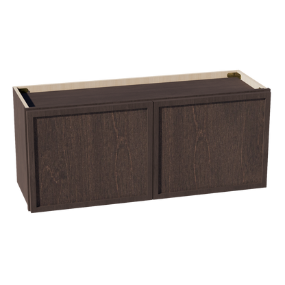 SM-W3615: Mocha Brown Slim Shaker 36"W x 15"H 2 Doors Standard Wall Bridge Cabinet