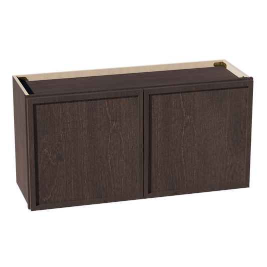 SM-W3618: Mocha Brown Slim Shaker 36"W x 18"H 2 Doors Standard Wall Bridge Cabinet