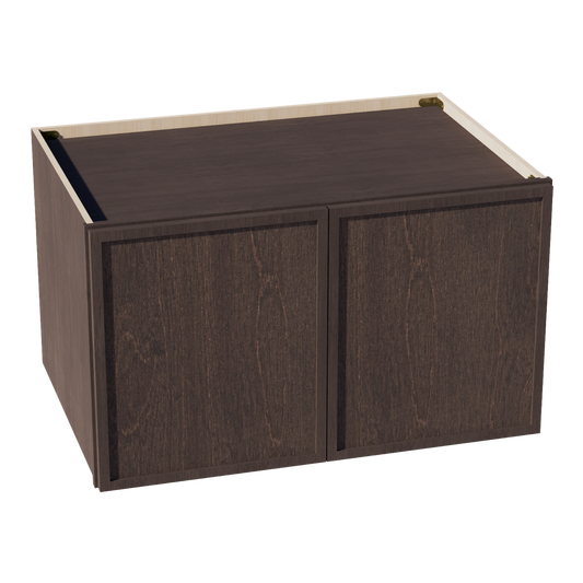 SM-W362124: Mocha Brown Slim Shaker 36"W x 21"H x 24"D 2 Doors & 1 Shelf Standard Bridge Wall Cabinet