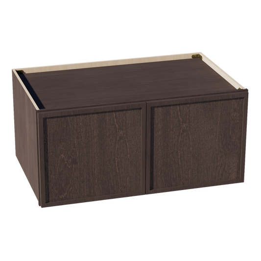 SM-W391824: Mocha Brown Slim Shaker 39"W x 18"H x 24"D 2 Doors Standard Bridge Wall Cabinet