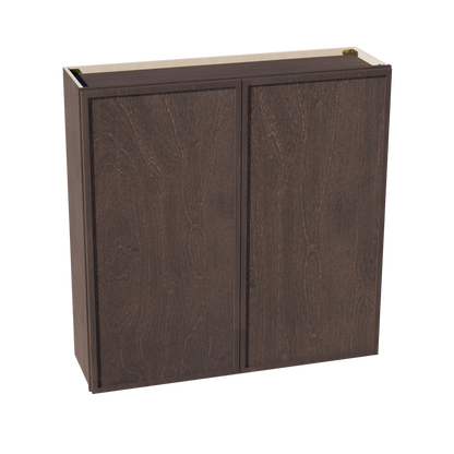 SM-W4242: Mocha Brown Slim Shaker 42"W x 42"H 2 Doors & 3 Shelves Standard Wall Cabinet