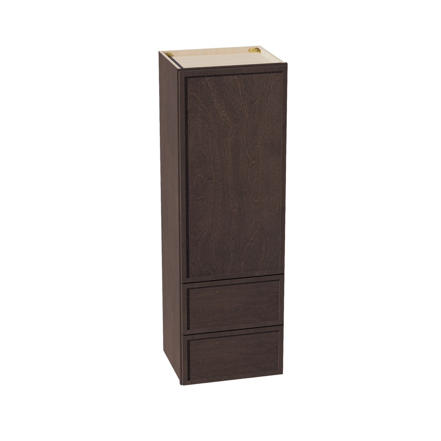 SM-WD1854: Mocha Brown Slim Shaker 18"W x 54"H 1 Door & 2 Drawers Special Wall Cabinet