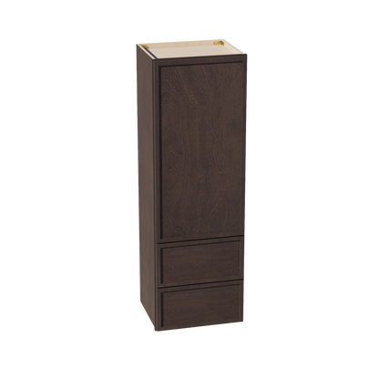 SM-WD1854: Mocha Brown Slim Shaker 18"W x 54"H 1 Door & 2 Drawers Special Wall Cabinet