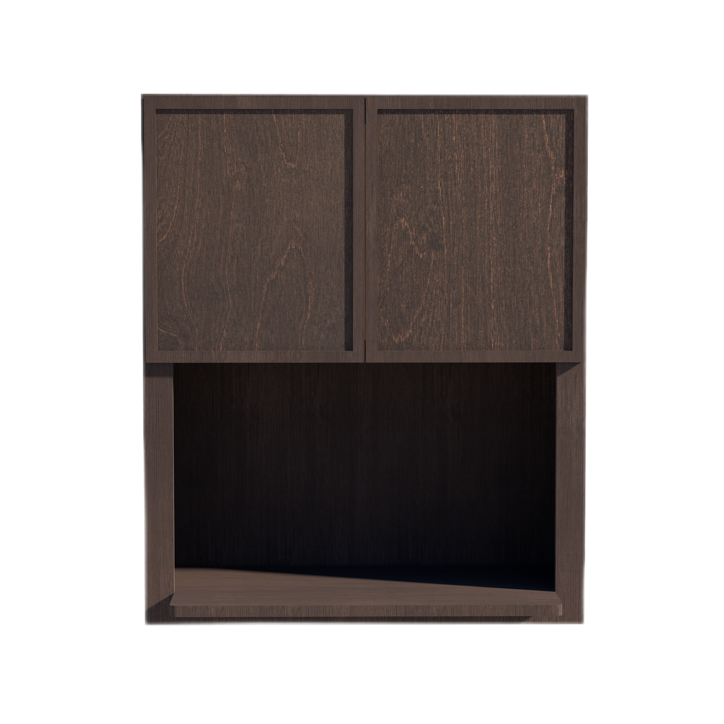 SM-WM3036: Mocha Brown Slim Shaker 30"W x 36"H 2 Doors Wall Built-in Microwave Cabinets