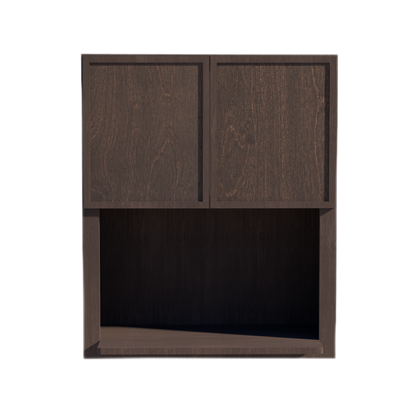 SM-WM3036: Mocha Brown Slim Shaker 30"W x 36"H 2 Doors Wall Built-in Microwave Cabinets