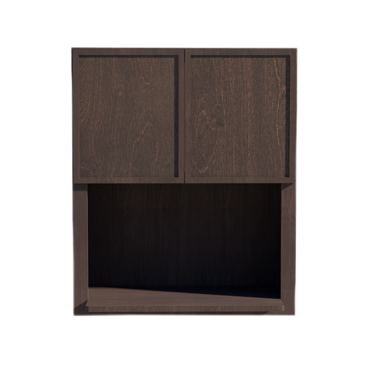 SM-WM3036: Mocha Brown Slim Shaker 30"W x 36"H 2 Doors Wall Built-in Microwave Cabinets